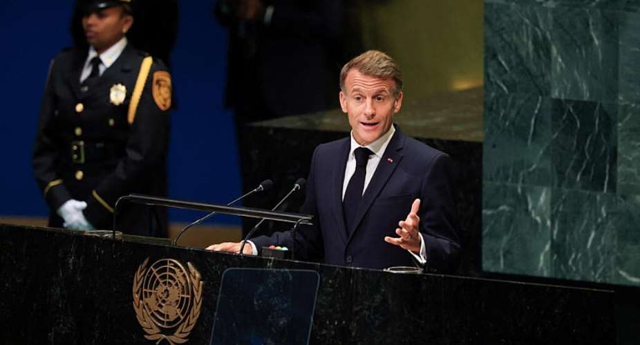 French President Emmanuel Macron addresses the 81st United Nations General Assembly in New York on 22 September 2026. - REUTERS - Brendan McDermid