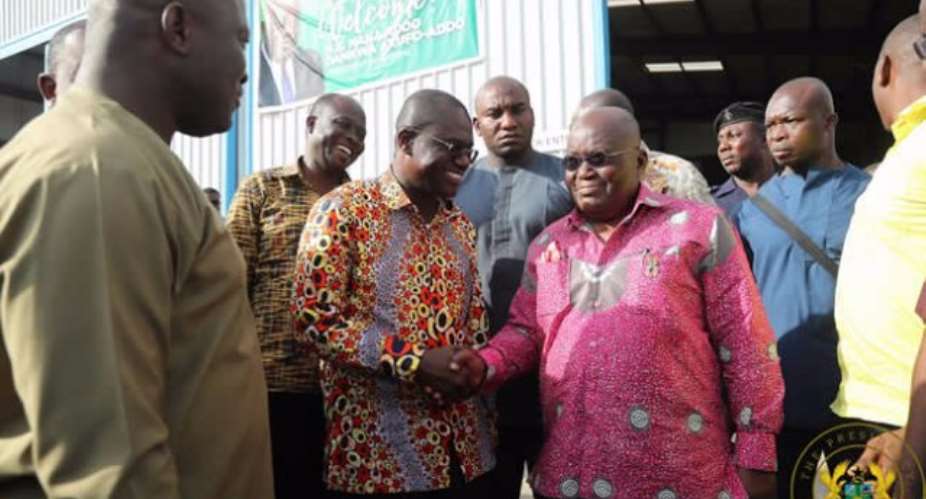 The President, Nana Addo Danquah Akufo-Addo and the CEO of the JOSPONG GROUP of Companies, Dr Joseph Siaw Agyepong in a pose.