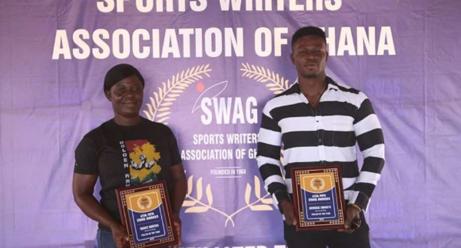 Best Armwrestlers Police Woman Grace Mintah And Derrick Kwakye Presented MTN SWAG Awards