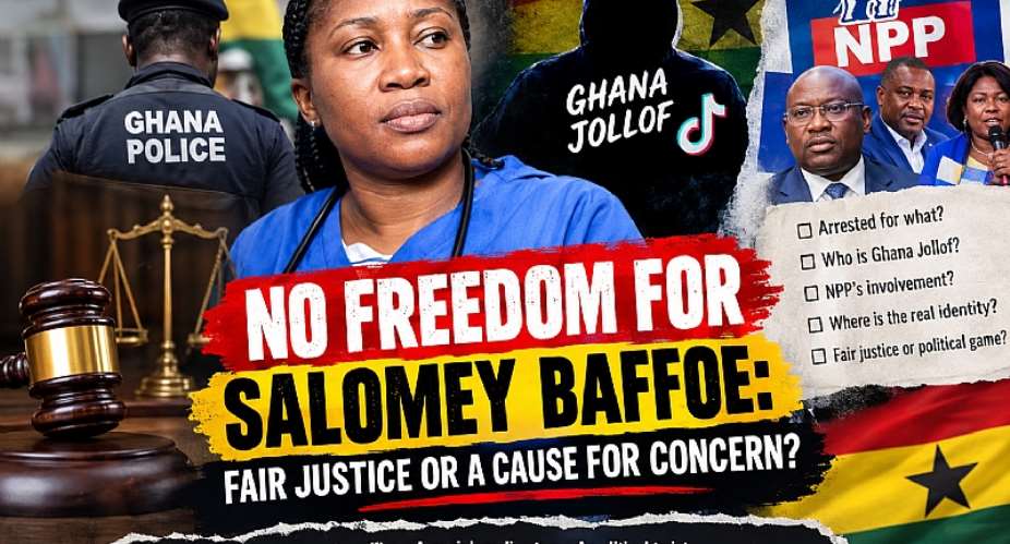 Salomey Baffoe remains behind bars while questions multiply: What exactly did she do, what evidence supports the charges, and why was bail denied? Beyond politics and Ghana Jollof, Ghana must demand one thing above all justice based on evidence, due process and the rule of law.