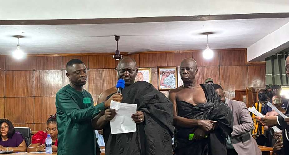 Ogyeamansan Boahen Korkor II- Omanhene of Sunyani taking MEMBERSHIP OATH