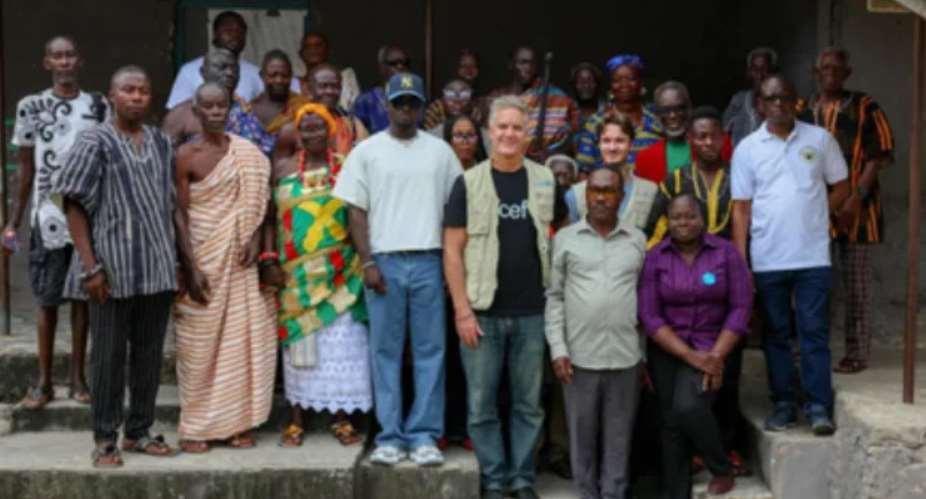 UNICEF Ghana Country Representative, Kuami Eugene, officials from the Birth and Death Registry, Chiefs and the Queen of Bepowase
