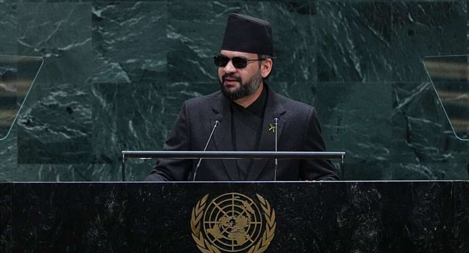 Nepals Prime Minister Balendra Shah addresses the 81st session of the United Nations General Assembly, Sept. 24, 2026 -  Frank Franklin II, AP