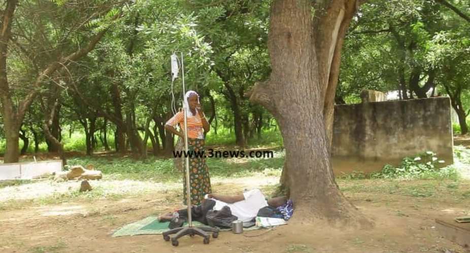 Patients receive treatment under trees at North Gonja