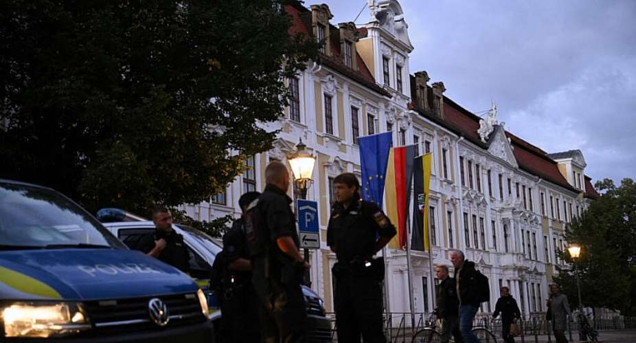 Police stationed outside the state parliament in Saxony-Anhalt, where Germanys AfD became the first far-right party to win a state election since 1945. -  Annegret Hilse, Reuters