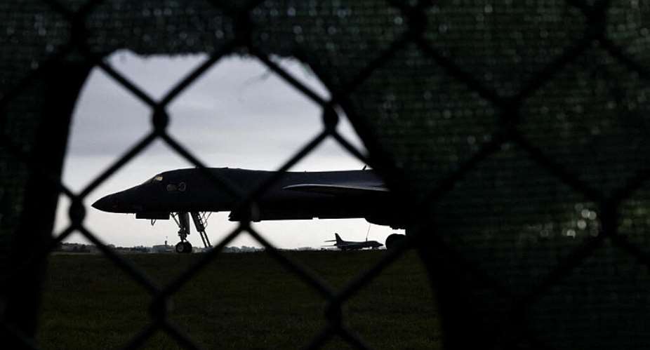 A B1B Lancer bomber at the RAF Fairford airbase, which hosts US Air Force personnel, in Fairford, Gloucestershire, Britain, September 27, 2026. -  Toby Shepheard, Reuters