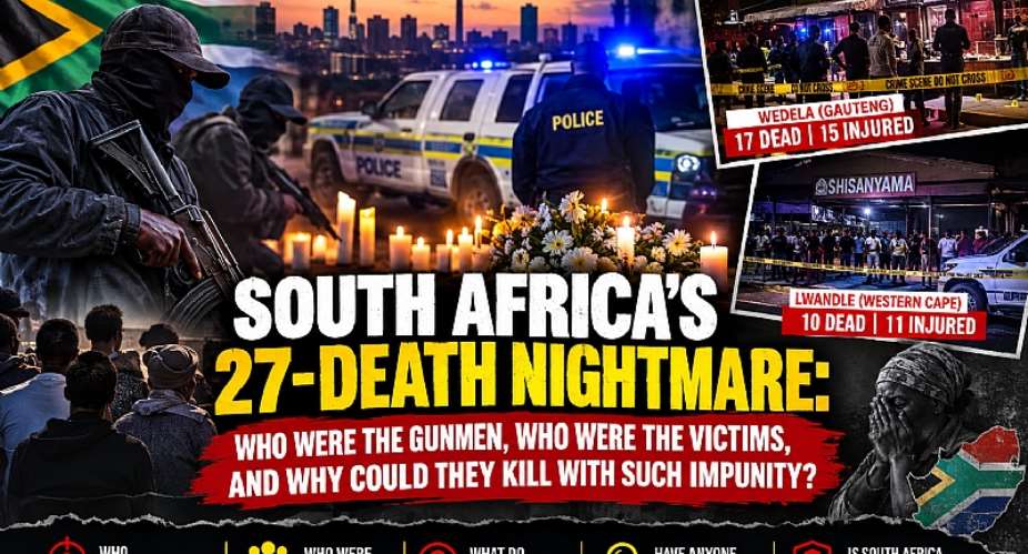 South Africa reels from a 27-death massacre  faceless gunmen, silenced victims, and a state too weak to stop the bloodshed. Impunity reigns, and the nation demands answers.