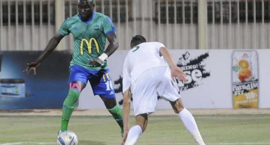 Ghanaian striker Nana Poku scores for Al-Wakrah SC in Qatar