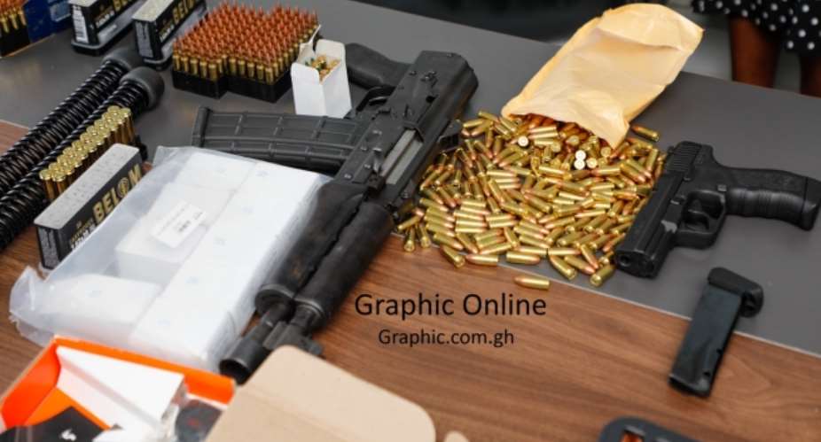 Customs intercept three firearms, assault rifle, two pistols and 610 rounds of ammunition at Tema Port