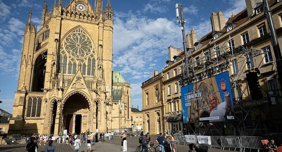 The Saint-Etienne Cathedral on the eve of the Popes visit on the last day of his official trip to France, in Metz, northeastern France, on September 27, 2026. -  Romeo Boetzle, AFP