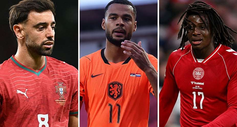 AFP via Getty ImagesImage caption: Portugals Bruno Fernandes, Netherlands Cody Gakpo and Denmarks Patrick Dorgu have all had injury issues while on international duty