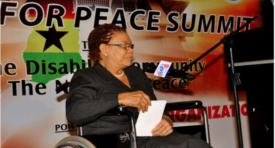 Madam Emma Bruce-Lyle, Member of the Ghana Federation of the Disabled, speaking at the Summit