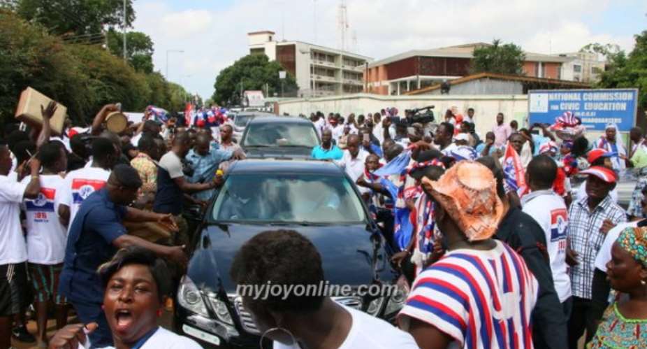 Photos: Mahama, Akufo-Addo supporters jubilate during filing of nomination