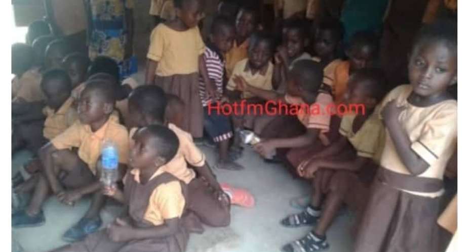 Pupils Sit On The Floor To Learn At Bayerebon Dodowa Primary School