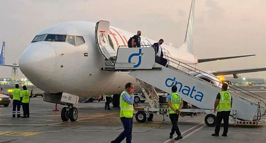 Israeli tourists leave a FlyDubai plane in Dubai, United Arab Emirates, on November 8, 2020. -  Malak Harb, AP file picture
