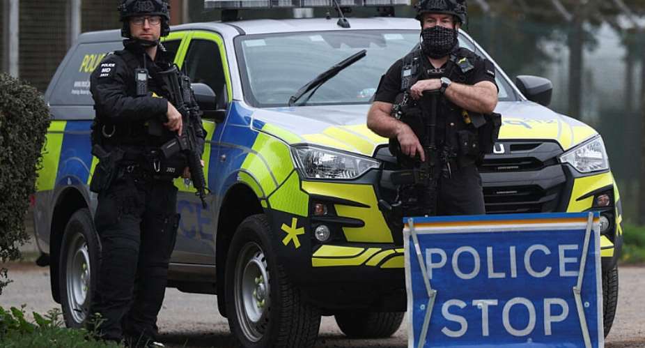 Police officers guard an area near RAF Fairford airbase in Fairford, Gloucestershire, Britain, September 29, 2026. -  Toby Shepheard, Reuters
