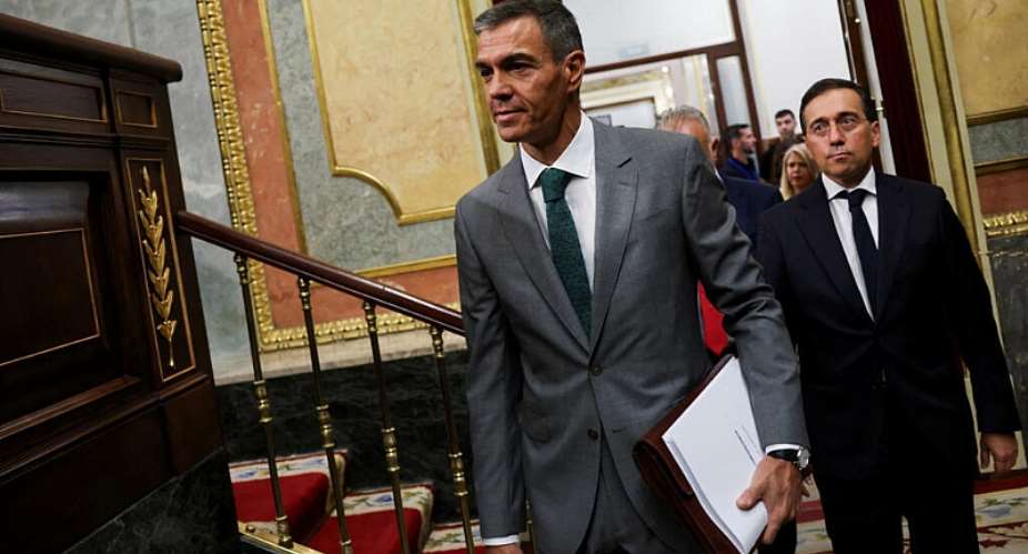 Spains Prime Minister Pedro Sanchez at the parliament for a session to address the mass crossing of migrants into the enclave of Ceuta in late July, in Madrid, Spain. -  Susana Vera, Reuters