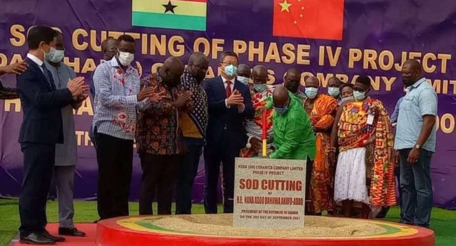 President Akufo-Addo cutting the sod for the project.