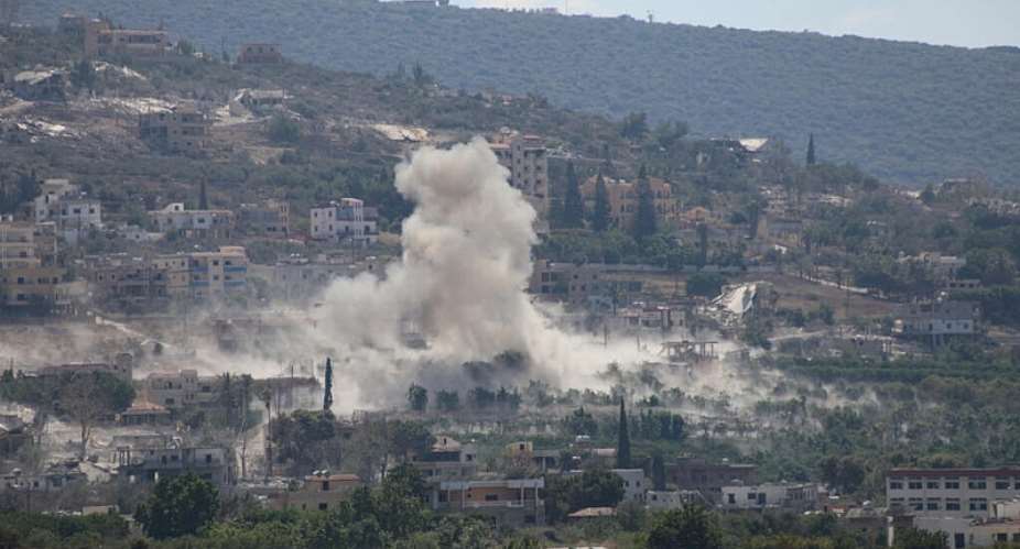 This photo, taken from the village of Al-Haniyya in southern Lebanon, shows smoke rising from a controlled explosion carried out by Israeli forces at a site in the neighboring village of Al-Mansouri, on September 4, 2026. -  Kawnat Haju, AFP