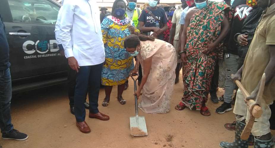 Hon. Cynthia Morrison Cut Sod For Construction Of Astroturf Facilities For Agona West