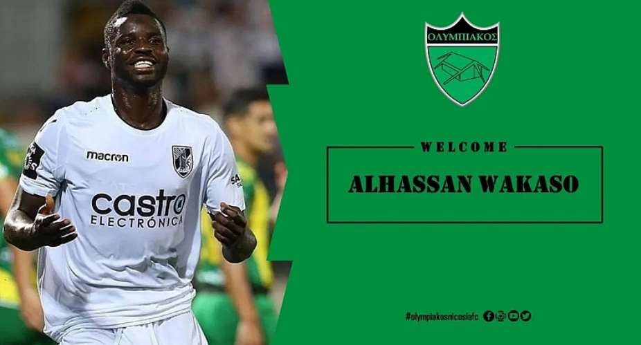 Olympiakos Nicosia complete the signing of Ghanaian midfielder Alhassan Wakaso