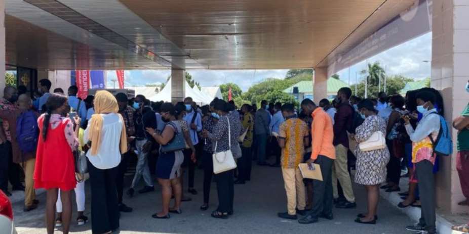 Over 1,000 unemployed Ghanaians rush to AICC with CVs for YEA's job fair