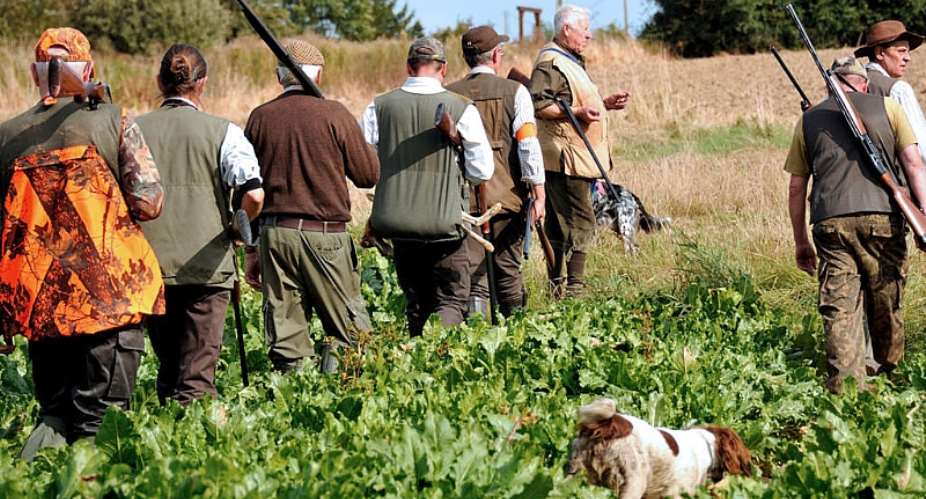 Hunters walk through the countryside in Haute-Savoie, eastern France. French billionaire Olivier Bouygues is on trial over the killing of protected birds on his hunting estate in Sologne. -  AFP