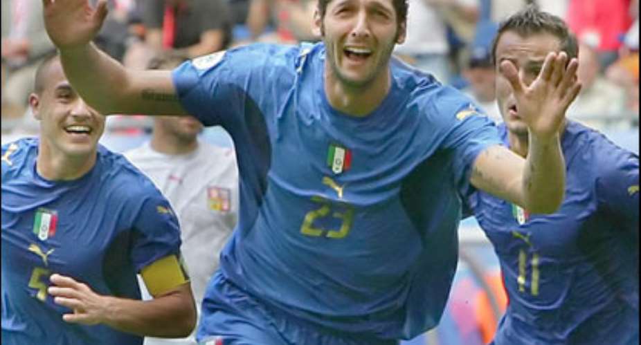 The goal - Materazzi's first for his country - is against the run of play and puts Italy in pole position to reach the next round