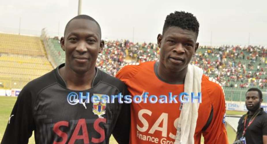 Abdoulaye Soulama, left, is confident of Hearts of Oak progress over Esperance