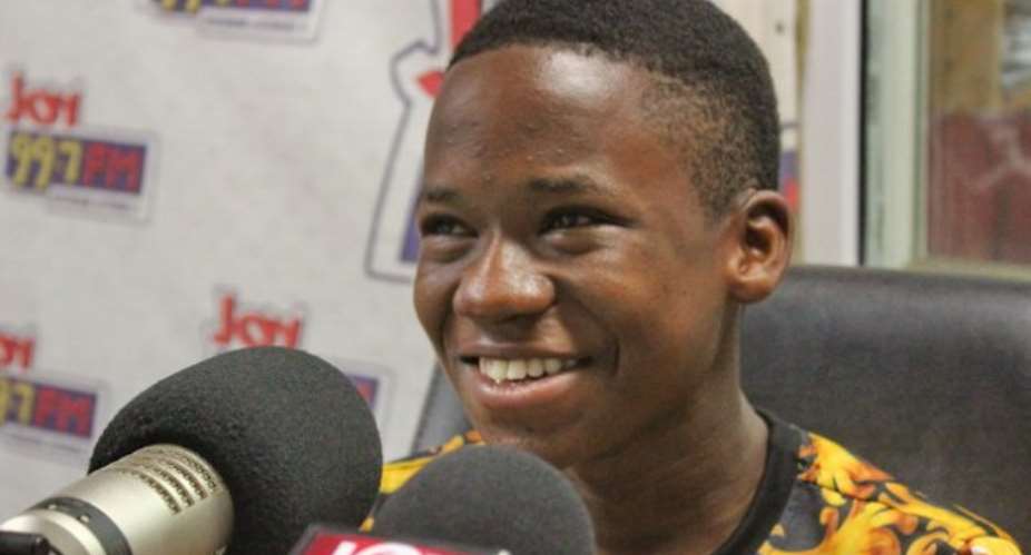 Abraham Attah in the studio of Joy FM for an interview.