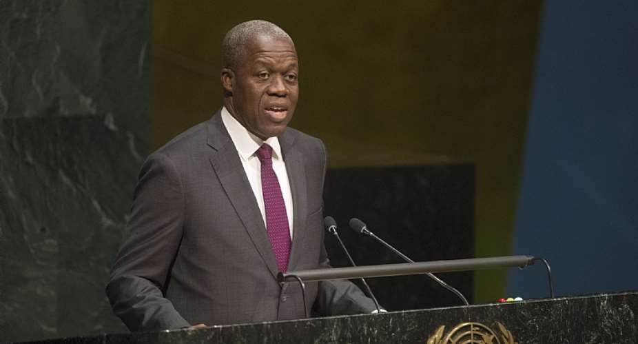 Vice President Amissah-Arthur delivering his address at the UN