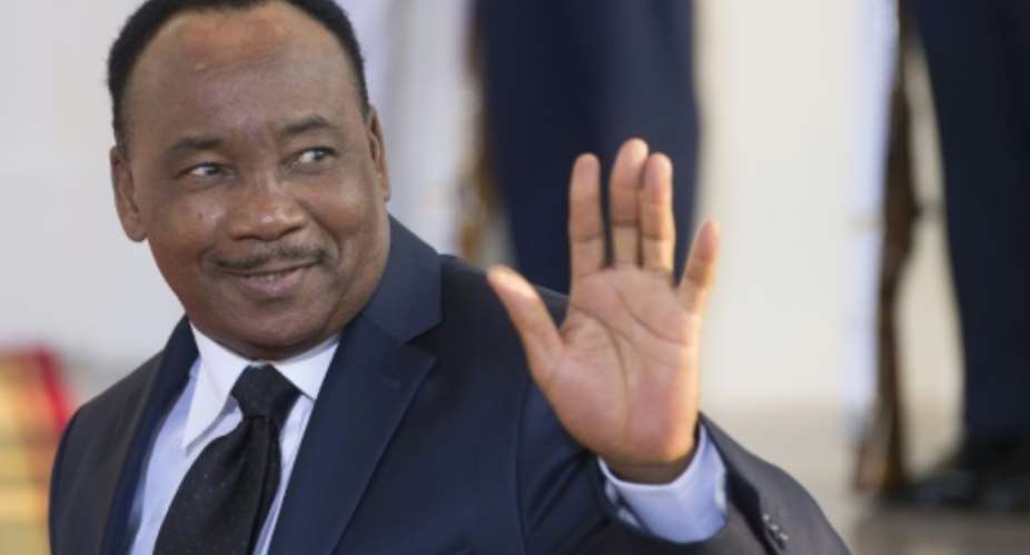 Niger President Issoufou Mahamadou, pictured on August 5, 2014, was elected in 2011 and is seeking another term.  By Brendan Smialowski AFPFile