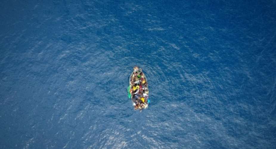 A boat in the Strait of Gibraltar carrying migrants who were rescued on September 8, 2018.  By Marcos Moreno AFPFile