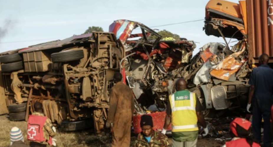 A bus travelling from Busia, in western Kenya, collided with a truck coming from Nakuru town, killing 36 people.  By STR AFP