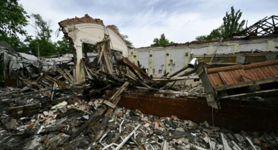 A destroyed cultural centre in the Donetsk region in eastern Ukraine.  By Genya SAVILOV AFP
