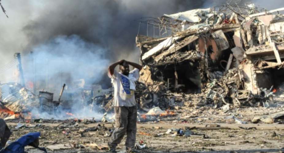 A devastating October 2017 blast, claimed by the Shabaab, killed as many as 512 people.  By Mohamed ABDIWAHAB, Mohamed ABDIWAHAB AFPFile