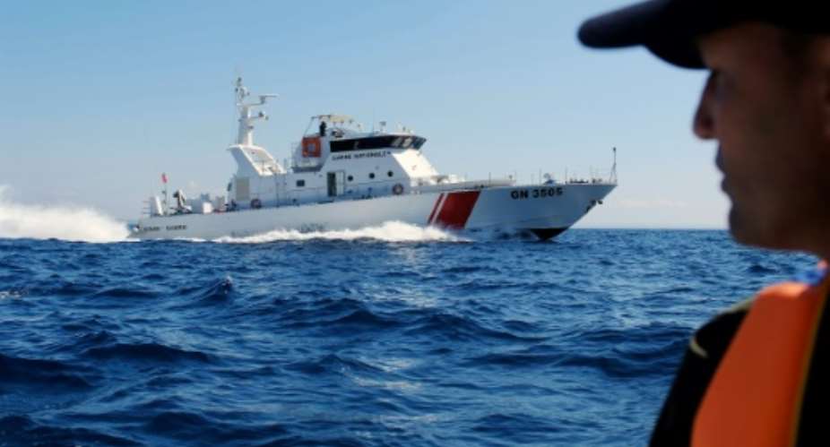 A file picture taken on March 30, 2017 shows the Tunisian coastguard on patrol of the area off the northern town of Bizerte.  By MOHAMED KHALIL AFPFile