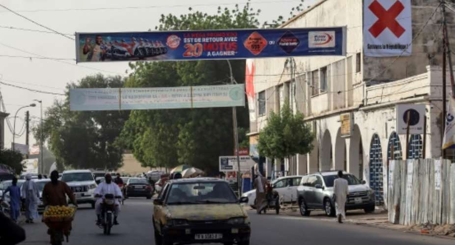 A 'Halt the Referendum; sign in N'Djamena.  By Denis Sassou Gueipeur AFP