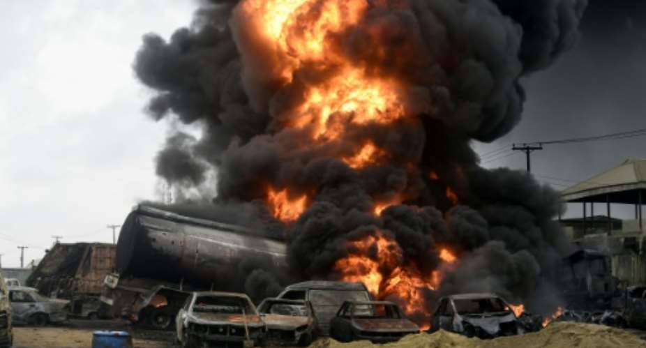 A huge fireball was sparked by vandals who broke open a state-run pipeline in order to steal petrol in the Ijegun area of the city on Thursday.  By PIUS UTOMI EKPEI AFPFile