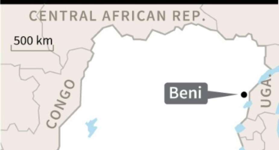 A map of Beni in DR Congo.  By  AFP