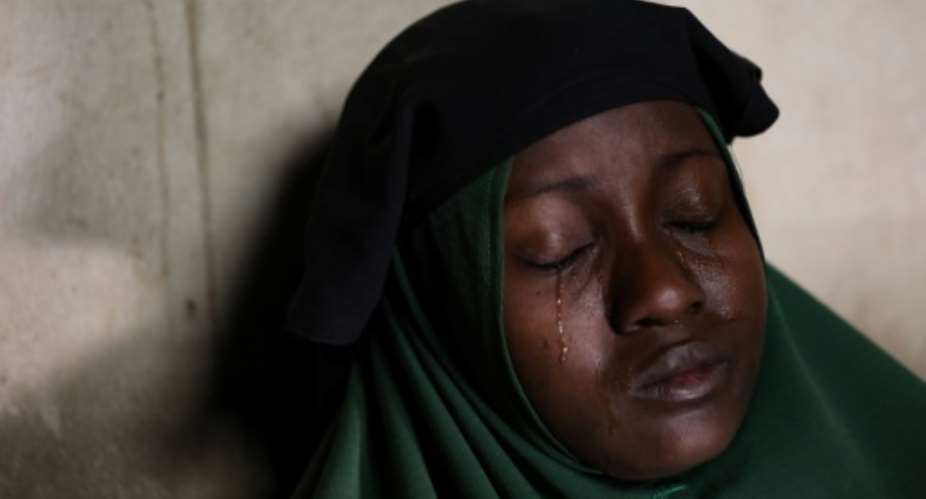 A mother's pain: Humaira Mustapha, whose two daughters were kidnapped in Zamfara state in northwest Nigeria, in February 2021.  By Kola Sulaimon AFPFile