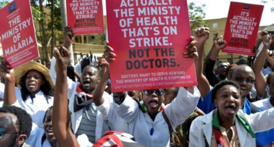 A nationwide strike involving thousands of doctors and nurses began on December 5 and has left public hospitals closed and patients unable to get basic medical care.  By SIMON MAINA AFPFile