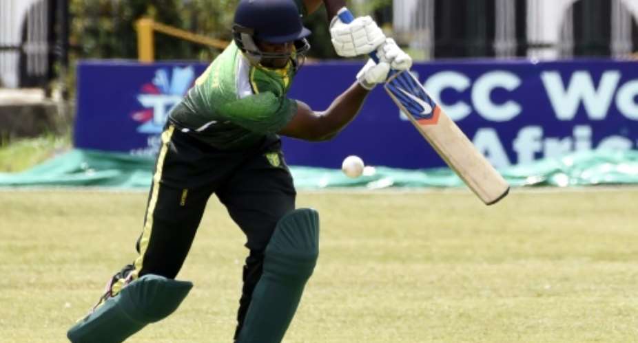 A Nigerian batsman in action against Ghana in an ICC World T20 African 'A' qualification match.  By PIUS UTOMI EKPEI AFP