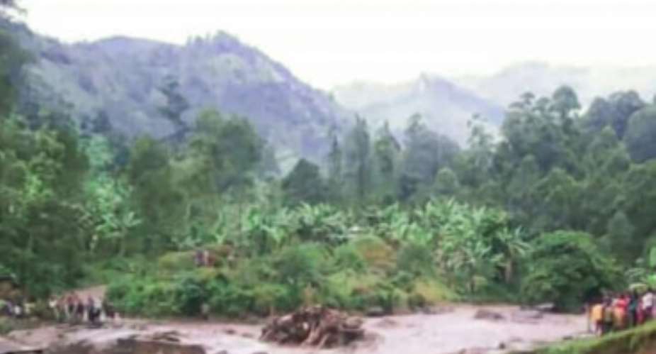 A photo issued by the Uganda Red Cross shows the damage caused by the landslide.  By Aggrey NYONDWA UGANDA RED CROSSAFP