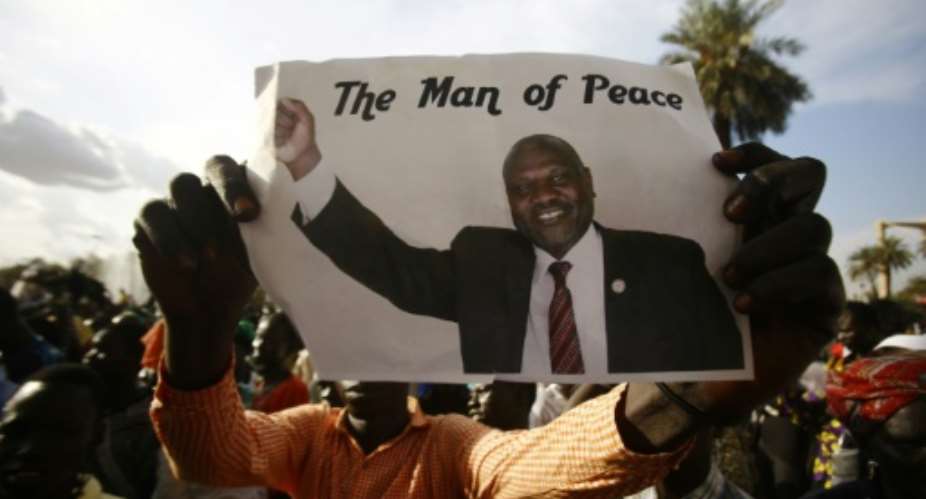 A picture of South Sudanene rebel leader Riek Machar.  By ASHRAF SHAZLY AFP