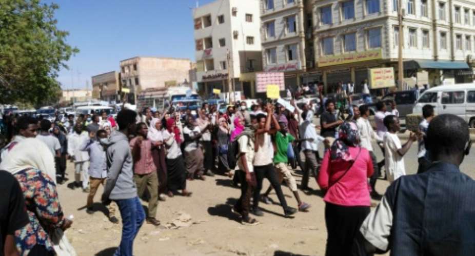 A protest in the Sudanese city of Omdurman on Sunday.  By STRINGER AFPFile