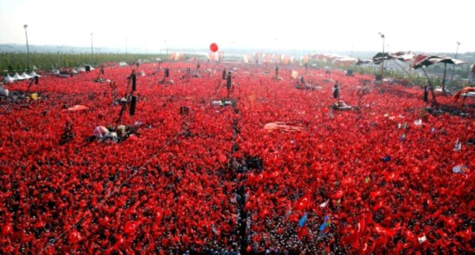 A rally after the failed coup.  By STR TURKEY'S PRESIDENTIAL PRESS SERVICEAFPFile