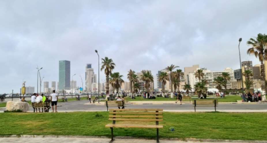 A recreational area in Tripoli built on the former military academy of late Libyan leader Moamer Kadhafi's entourage of female bodyguards, known as Amazons, between the port and the city centre of the capital.  By Mahmud TURKIA AFP