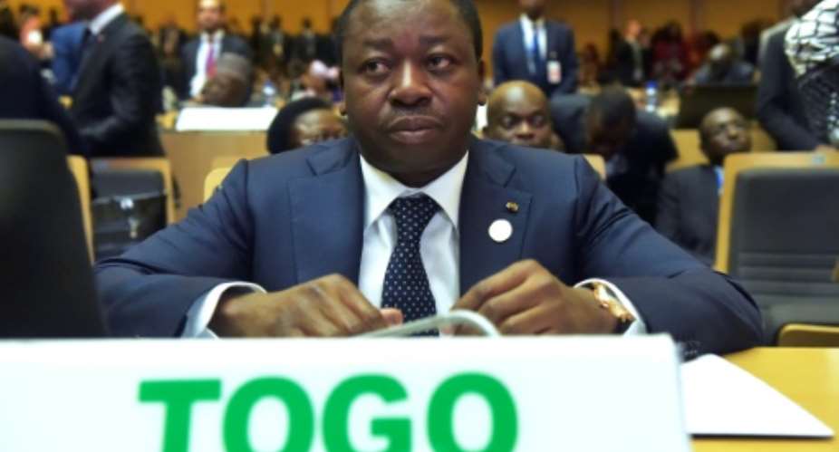 A rolling series of demonstrations against President Faure Gnassingbe, seen in January 2018, has been unfolding for several months, and the country has been rocked by striking teachers and health workers.  By SIMON MAINA AFPFile