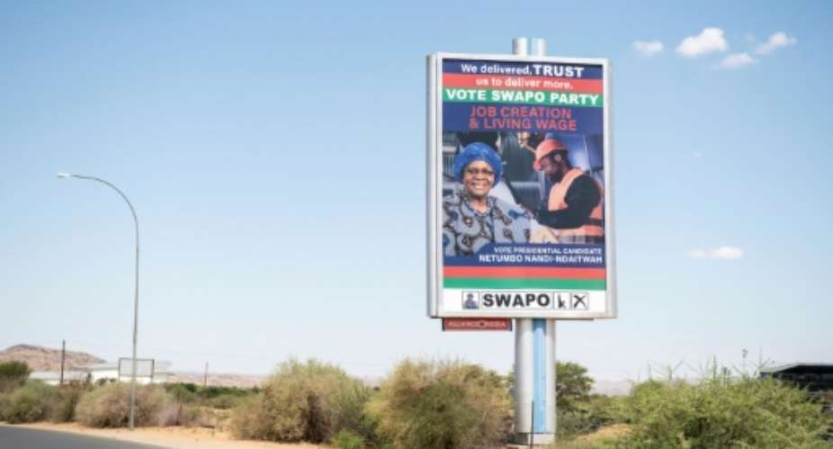 A SWAPO election poster on a giant billboard in Windhoek.  By Tara Mette (AFP)